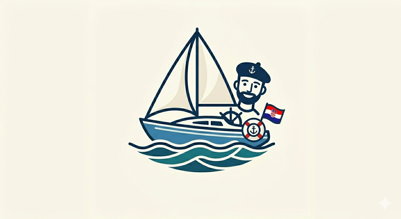Sailor on a boat with Croatian flag